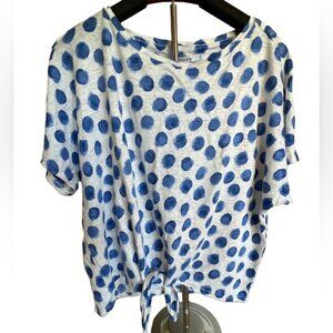 Chico's Blue Crop Tie-Front T-Shirt